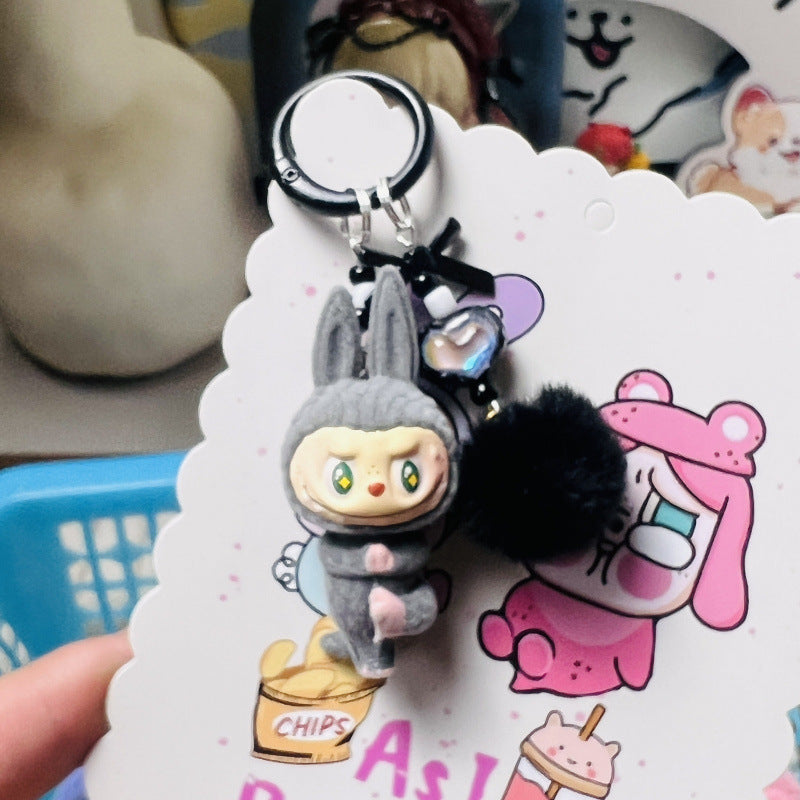 Flocked Handmade Pom-Pom Keychains