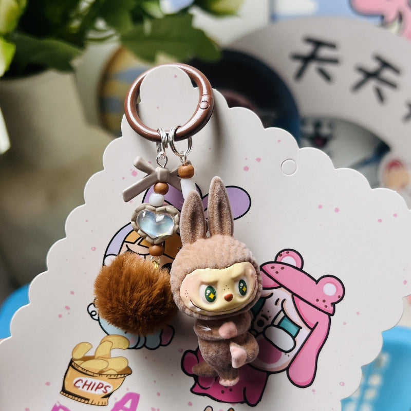 Flocked Handmade Pom-Pom Keychains