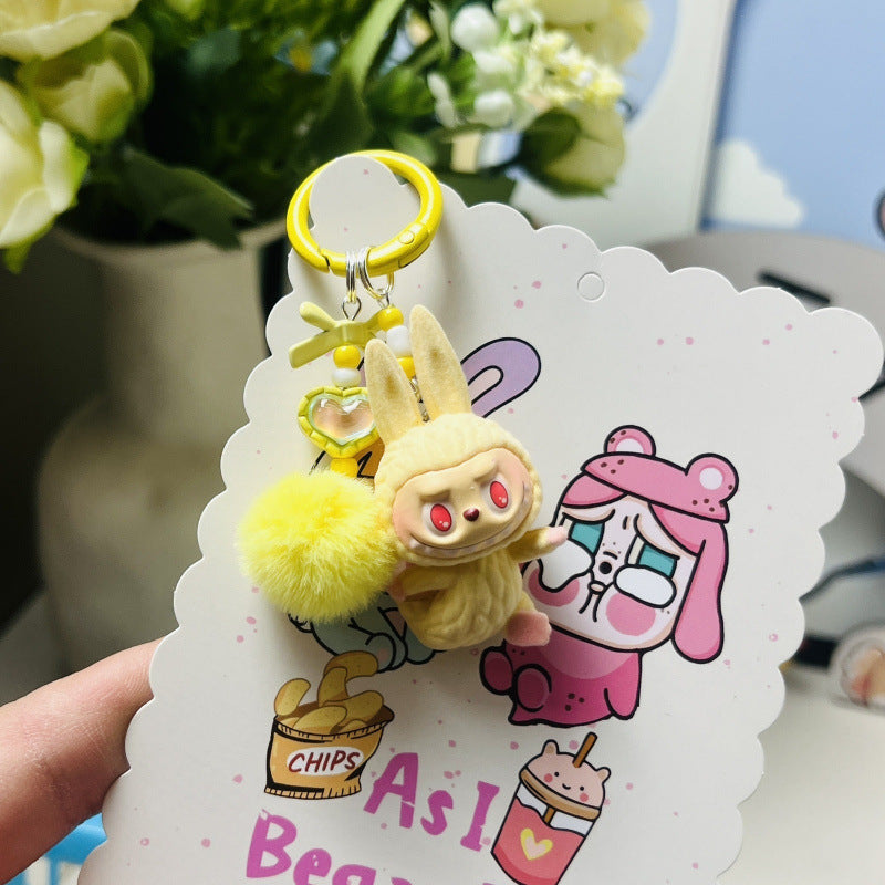 Flocked Handmade Pom-Pom Keychains