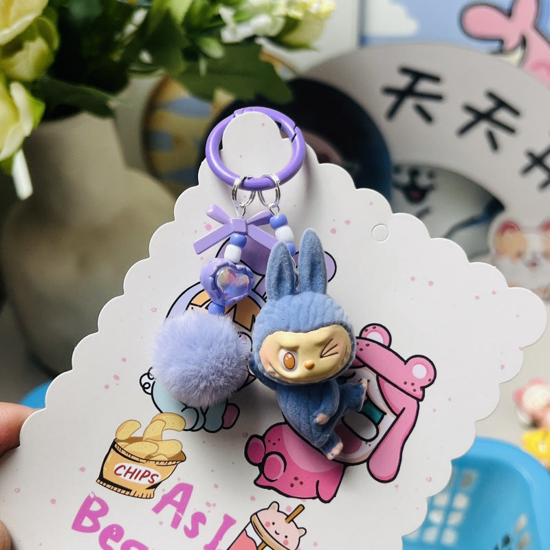 Flocked Handmade Pom-Pom Keychains