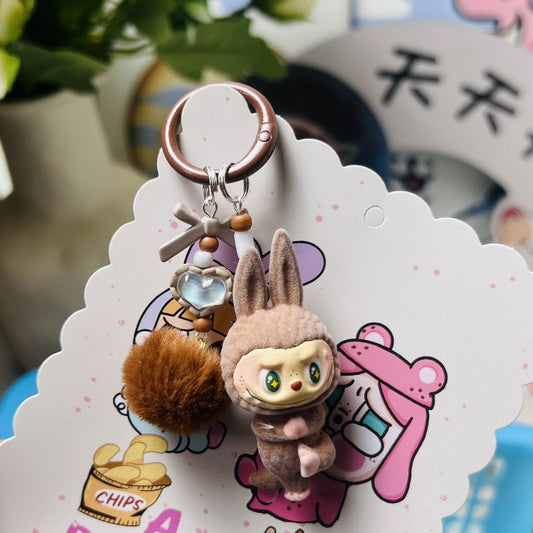 Flocked Handmade Pom-Pom Keychains