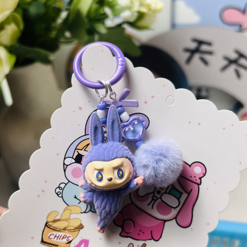 Flocked Handmade Pom-Pom Keychains