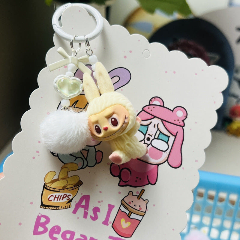 Flocked Handmade Pom-Pom Keychains
